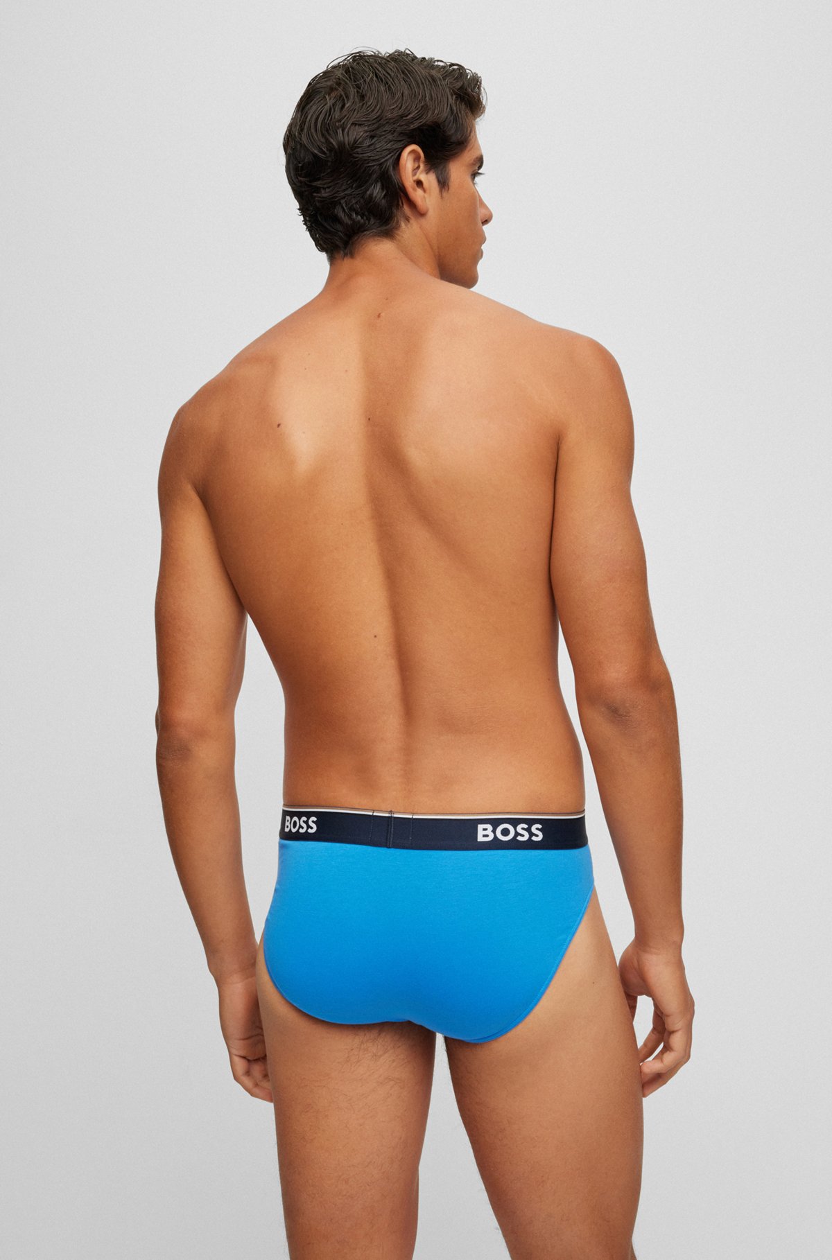BOSS - Three-pack of logo-waistband briefs in stretch cotton