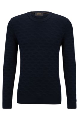 Louis Vuitton Navy Blue Damier Knit Crewneck Sweater M Louis