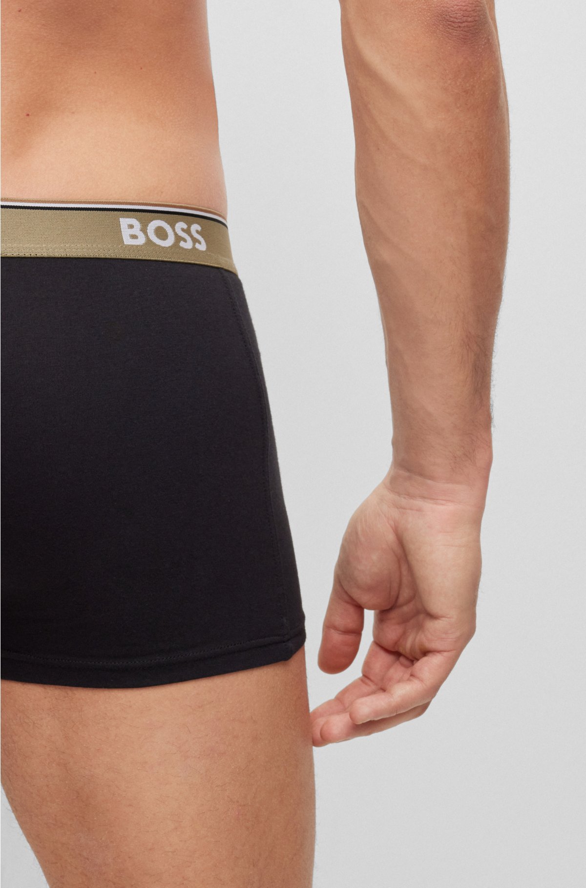 BOSS - Three-pack of logo-waistband trunks in stretch cotton