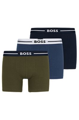 BOSS - Three-pack of regular-rise stretch-cotton briefs