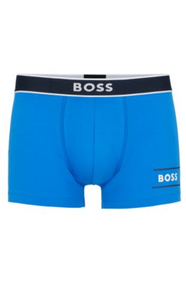 HUGO BOSS COTTON-BLEND TRUNKS WITH STRIPES AND LOGOS