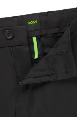 Regular-fit chinos with hidden drawcord and tapered leg, Black