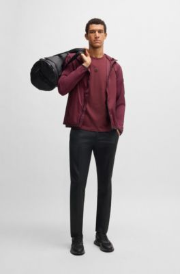 Regular-fit chinos with hidden drawcord and tapered leg, Black