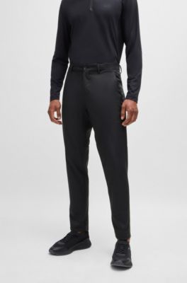 Hugo Boss Regular-fit Chinos With Hidden Drawcord And Tapered Leg In Black