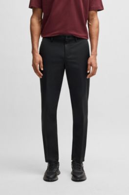 Hugo Boss Regular-fit Chinos With Hidden Drawcord And Tapered Leg In Black