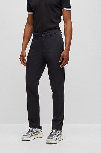 Regular-fit chinos with hidden drawcord and tapered leg, Black