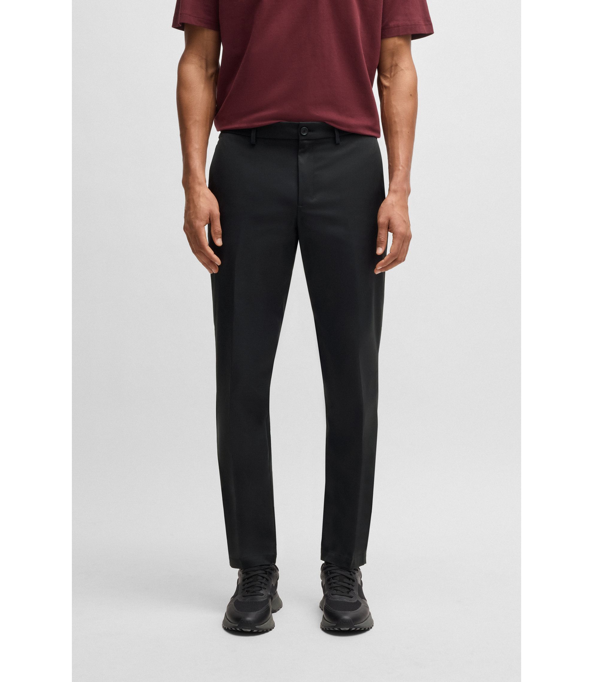 HUGO BOSS テーパードスラックス　32R BOSS - Slim-fit trousers in stretch cotton - Dark Blue