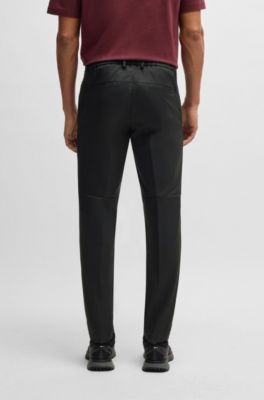 Regular-fit chinos with hidden drawcord and tapered leg, Black