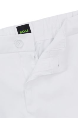 Regular-fit chinos with hidden drawcord and tapered leg, White