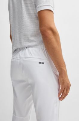 Regular-fit chinos with hidden drawcord and tapered leg, White