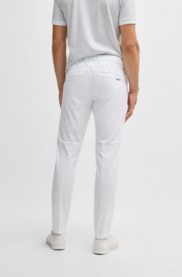Regular-fit chinos with hidden drawcord and tapered leg, White
