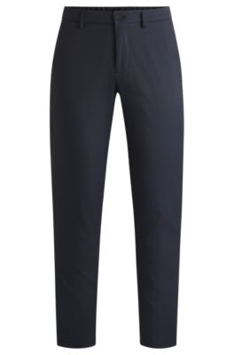 Regular-fit chinos with hidden drawcord and tapered leg, Dark Blue