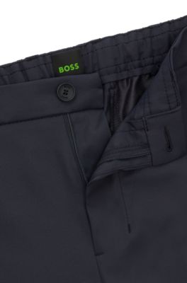 Regular-fit chinos with hidden drawcord and tapered leg, Dark Blue