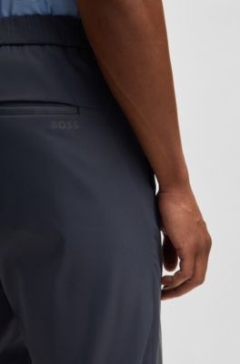 Regular-fit chinos with hidden drawcord and tapered leg, Dark Blue