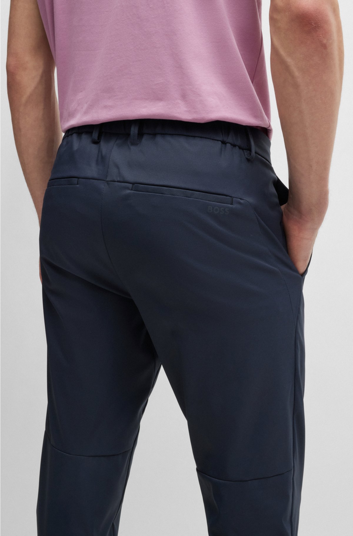 BOSS - Regular-fit chinos with hidden drawcord and tapered leg