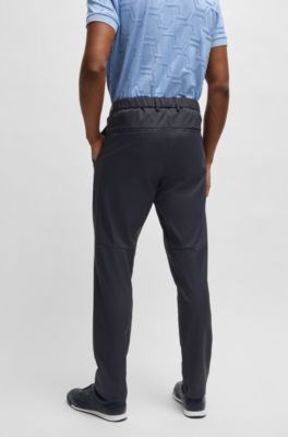 Regular-fit chinos with hidden drawcord and tapered leg, Dark Blue