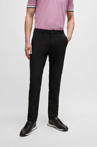 Slim-fit chinos in easy-iron four-way stretch fabric, Black