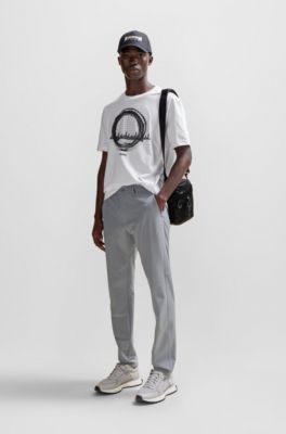 Water-repellent slim-fit chinos in stretch fabric, Grey
