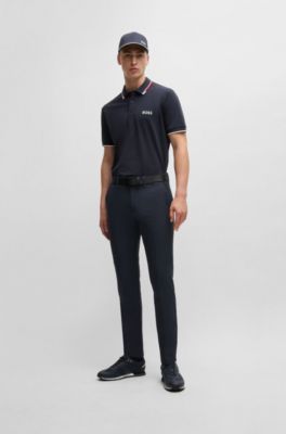 Water-repellent slim-fit chinos in stretch fabric, Dark Blue