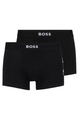 Hugo Boss Two-pack Of Stretch-cotton Trunks With Logo Waistbands In Patterned