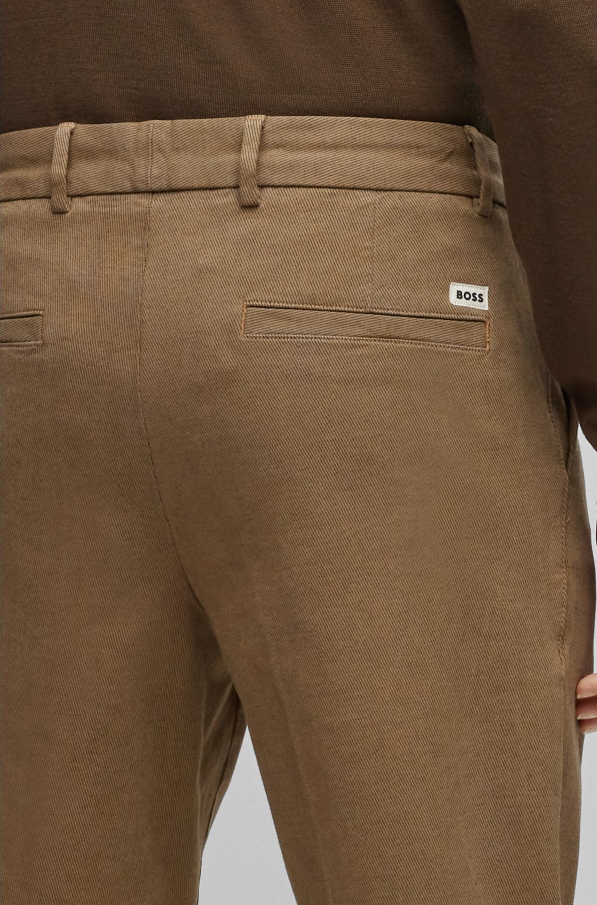 BOSS - Regular-fit trousers in two-tone stretch-cotton twill