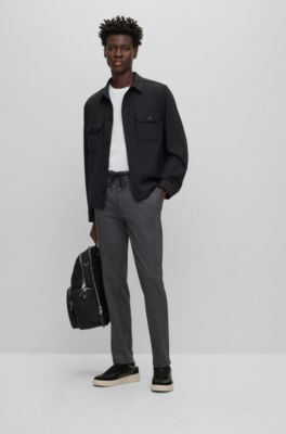 BOSS - Regular-fit trousers in macro-printed stretch jersey