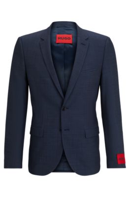 Hugo Boss Extra-slim-fit Jacket In Stretch Twill In Dark Blue