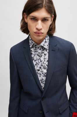 Veste Extra Slim Fit en twill stretch, Bleu fonc&eacute;