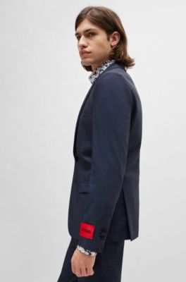 Veste Extra Slim Fit en twill stretch, Bleu fonc&eacute;