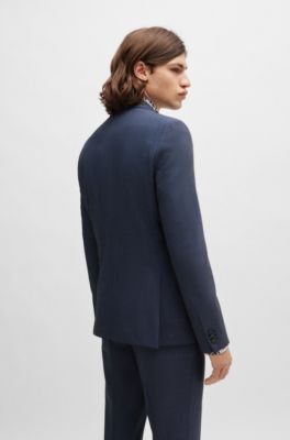 Veste Extra Slim Fit en twill stretch, Bleu fonc&eacute;