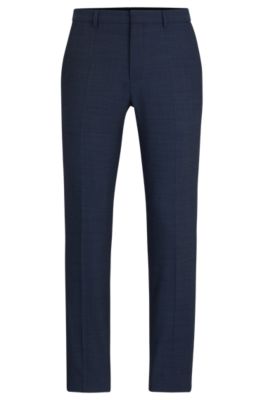 Hugo Boss Hesten Textured Solid Extra Slim Fit Suit Pants In Dark Blue