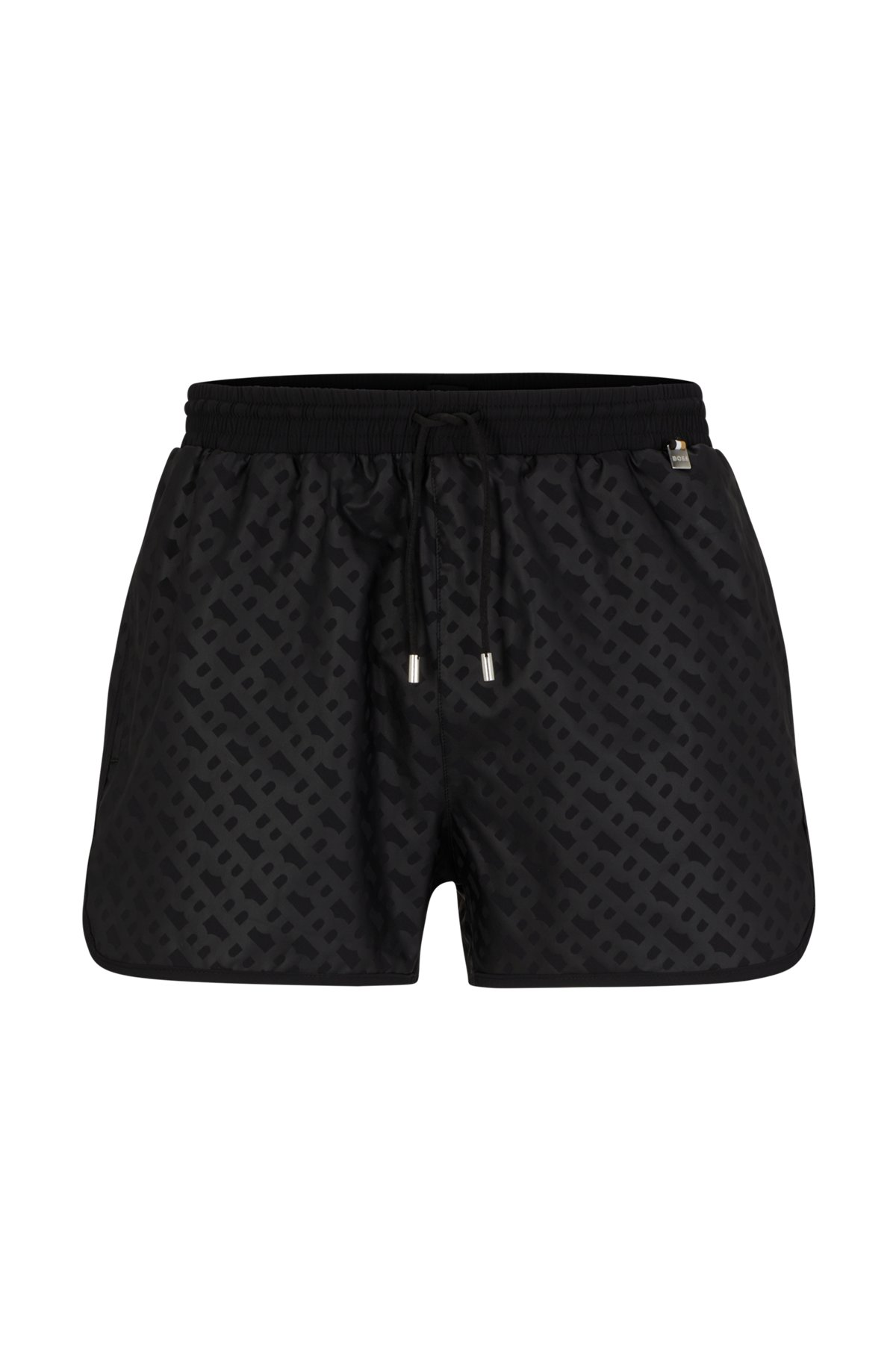 Boss monogram-print Swim Shorts in Quick-drying Fabric - Black - Small