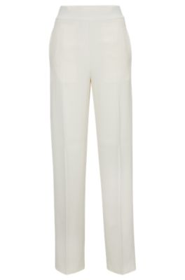All About Business White High-Waisted Wide-Leg Trouser Pants