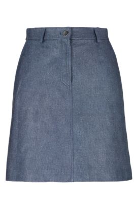 BOSS - Leather mini skirt with denim print