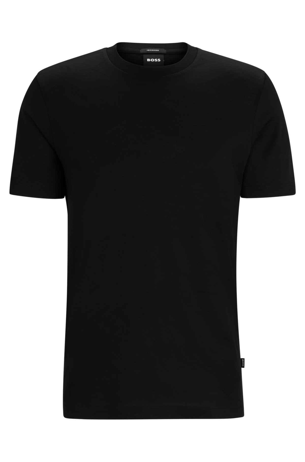 BOSS - Mercerised-cotton T-shirt monograms jacquard-woven large with