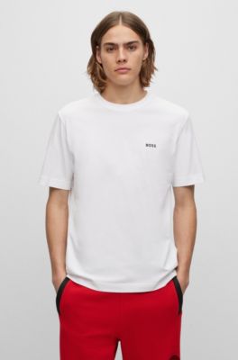 Hugo Boss Relaxed-fit Cotton T-shirt With Racing-inspired Prints In White