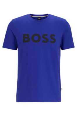 Shop Hugo Boss Cotton-jersey T-shirt With Logo Print In Dark Purple