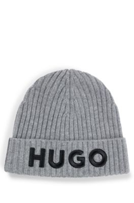 HUGO BEANIE HAT IN VIRGIN WOOL WITH EMBROIDERED LOGO