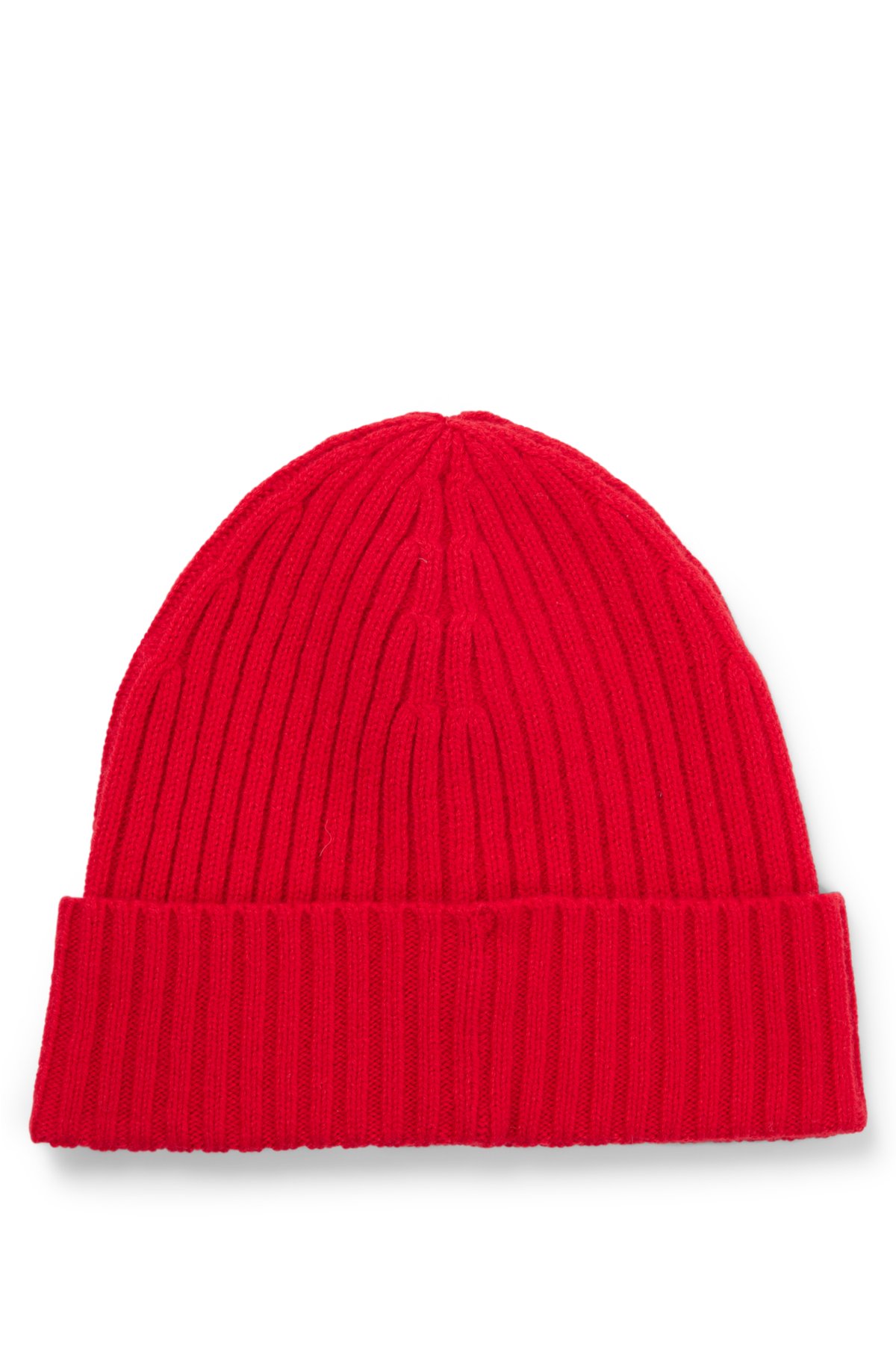 HUGO - Beanie hat in virgin with logo wool embroidered