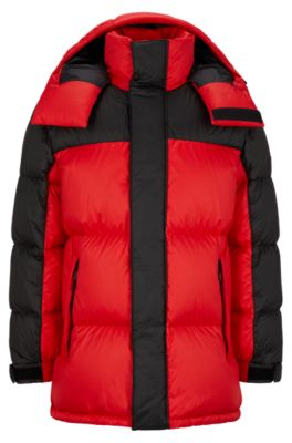 Hugo Boss Water-repellent Parka With Red-rubber Logo Badge In Light Pink