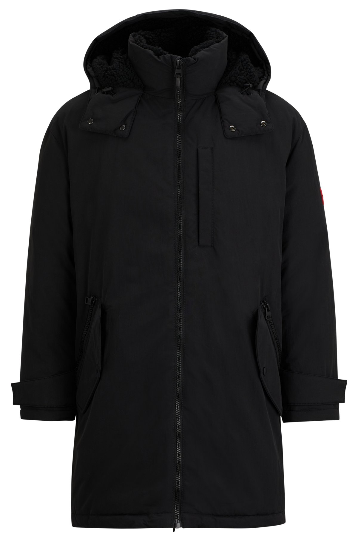 HUGO - Water-repellent fishtail parka jacket with logo badge
