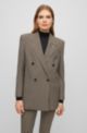 Double-breasted relaxed-fit jacket in houndstooth stretch cloth, Beige