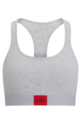 HUGO - Stretch-cotton bralette with red logo label