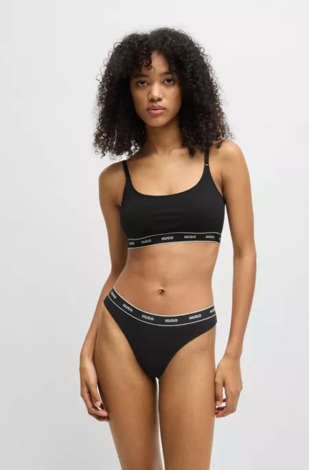 Two-pack of stretch-cotton bralettes with logo underbands