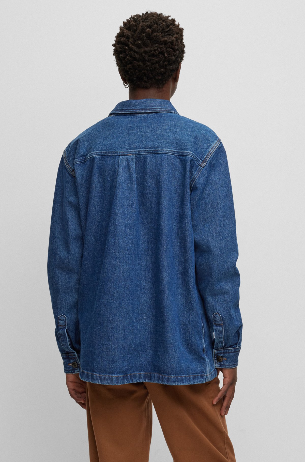 HUGO - Oversized-fit overshirt in cotton denim and logo HUGO - Oversized-fit overshirt in cotton denim and logo