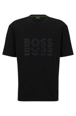 BOSS - Cotton-jersey regular-fit T-shirt with logo prints