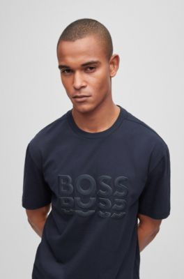 BOSS Cottonjersey regularfit Tshirt with tonal logos