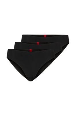 Shop Hugo Three-pack Of Stretch-microfibre Briefs With Logo Print In Black