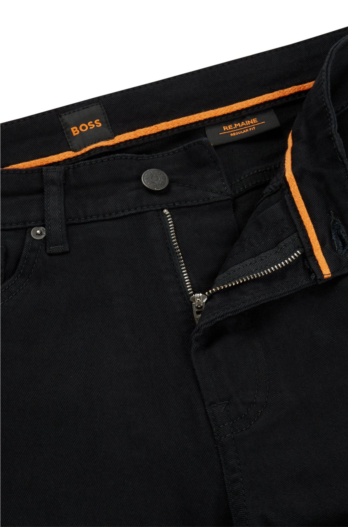vinkel spade moderat BOSS - Regular-fit jeans in stay-black comfort-stretch denim
