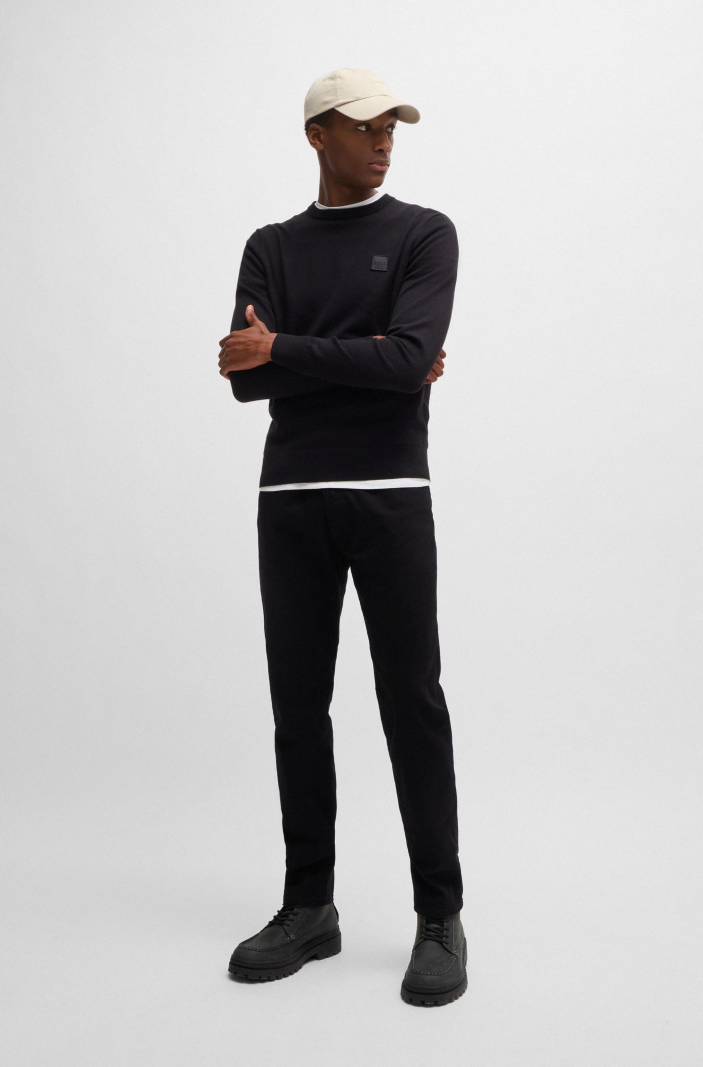 in comfort-stretch stay-black jeans - Regular-fit BOSS denim